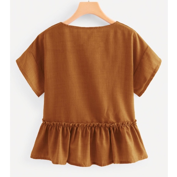 MELANIE Ruffle Hem Top - RUST - Picture 3 of 3